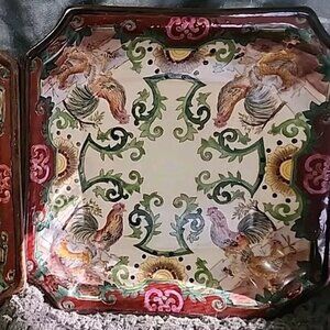 2 Vintage Hand Painted Hua Rong Tang Chinese Square Decorated Plates